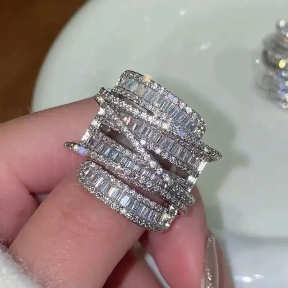 Absolutly Gorgeous Silver Stackable Diamond Ring